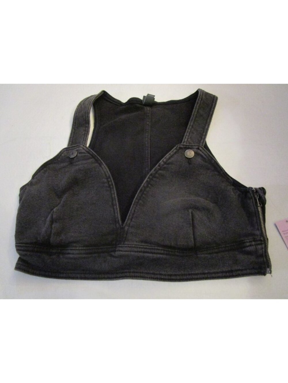 Wild Fable Cropped Denim Bralette Vest V-Neck Light Wash Black Women's Medium